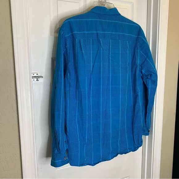 Men’s Alfani Regular Fit Button Down Plaid Shirt Turquoise Size XL - Picture 6 of 10